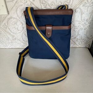 Ralph Lauren- Navy and Brown Leather Crossbody- Men's Bag- iPad friendly